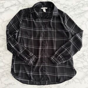 Black Plaid Button Down Shirt